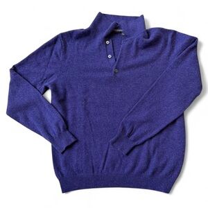 Cullen 100% Cashmere Henley Sweater in Deep Purple